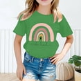 thumbnail image 2 of T-shirts Filles Mode Imprimé Col Rond Manches Courtes Tee Été Mignon Décontracté Hauts Filles, Tees Vert 2 Ans-4 Ans, 2 of 4