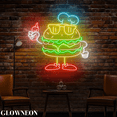 thumbnail image 3 of Glowneon Hamburger Chef Wall Led Light, Burger Restaurant Wall Decor, 3 of 5