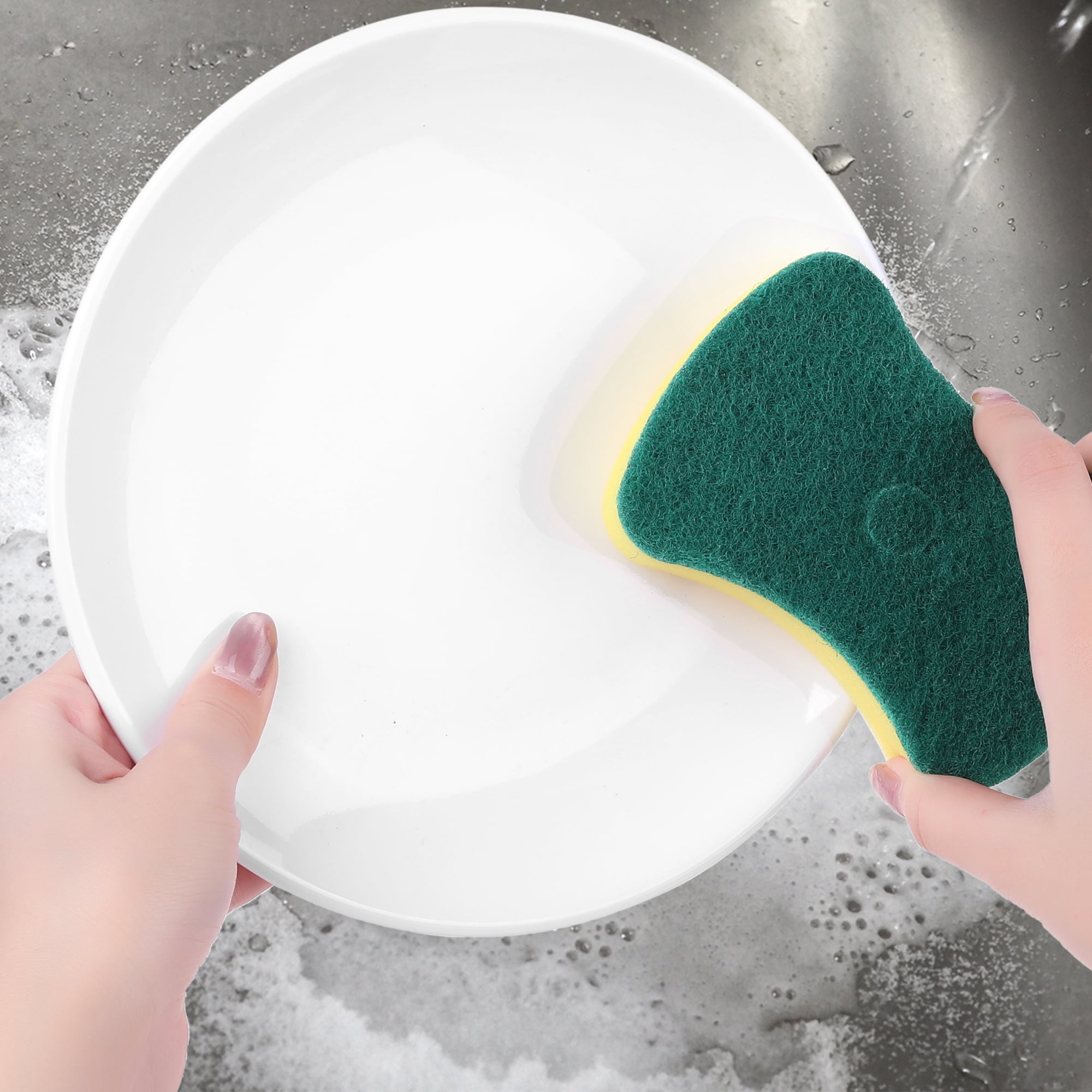Unique Bargains Non-Scratch Dish Sponge Dish Sponges Green 5 Pcs