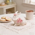 thumbnail image 4 of Linnome Easter Ceramic Bunny Figurine Spring Holiday Home Decor Tabletop Shelf Mantel Decoration Gift for Collection Display, 4 of 9