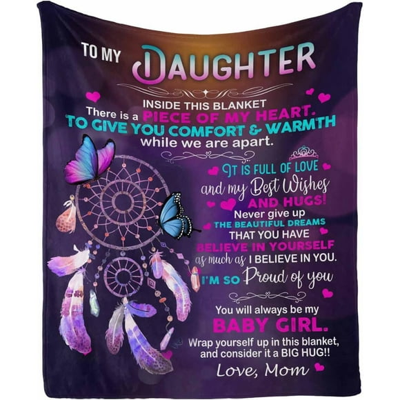 LHSHID Personalized Bed Blanket Throw to My Daughter from Mom or Dad There is a Piece of My Heart to Give You Comfort and Warmth Butterfly All
