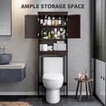 thumbnail image 4 of Over The Toilet Storage Cabinet with Open Shelf, Over Toilet Bathroom Organizer with Adjustable Shelf and Double Doors, Over The Toilet Storage Shelf Free Standing for Bathroom - Espresso, 4 of 6