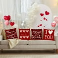 thumbnail image 3 of Happy Valentines Day Pillow Covers 18x18 Set of 4 Wedding Anniversary Throw Pillow Covers Red Love Heart Kisses Hugs Be Mine Cushion Covers Pillow Cases for Outdoor Couch Sofa Decoration(18 Inch), 3 of 5