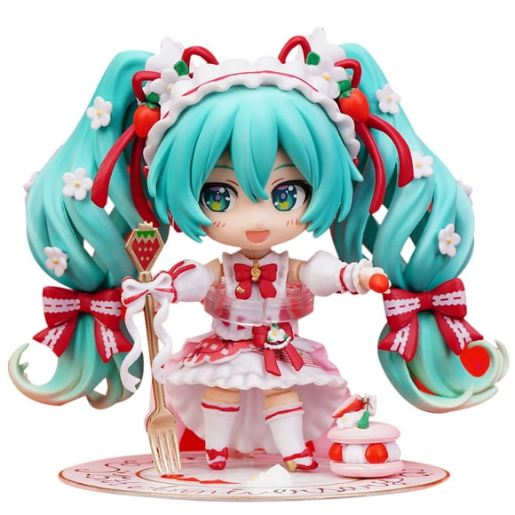 YQLADB Hatsune Miku 15th Anniversary Strawberry Motif Version Anime Q Version Action Figure Collectible Model Ornament Statue, Multicolor