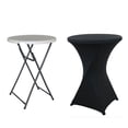 thumbnail image 3 of Nappe de Table Cocktail en polyester Noir 24x43 Pouces Ajustée Ronde pour Bar Extensible Housses de Table Cocktail Haut pour Banquet Fête Extérieure Mariage Bar Fond Rond Noir, 3 of 5