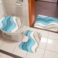 thumbnail image 4 of Aqua Beige Ombre Bath Mat 3 Piece Bathroom Rug Set, Modern Abstract Moire Art Geometric Non Slip Bath Rug Contour Mat and Toilet Lid Cover, Absorbent Shower Mats Soft Bath Rugs and Mats Sets, 4 of 8