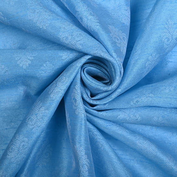 eloria Damask Embroidered Brocade Jacquard Sewing Apparel Making Fabric by the Yard Kurta Dress Apparel Cloth, Color: Sky Blue