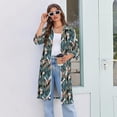 thumbnail image 5 of Zipper Women's Robes Lightweight Soft Bathrobes for Women Zipper Front 3/4 Sleeve Knee Length Maple Leaf Print Trendy Pajama Sleepwear with Pockets Green L, 5 of 8