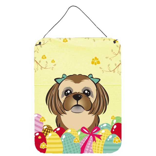 Caroline's Treasures Chocolate Brown Shih Tzu Easter Egg Hunt Impresiones para colgar en la pared o en la puerta BB1931DS1216, 16HX12W, Multicolor Caroline's Treasures BB1931DS1216