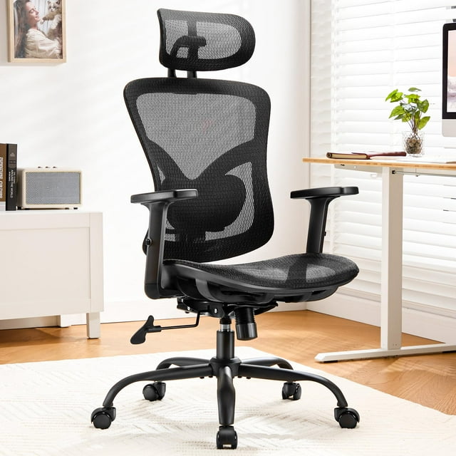 Silla de oficina Marsail de malla ergonómica con soporte lumbar ajustable