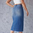 thumbnail image 5 of Abtuhar Denim Skirt,Skirts for Women,Women Fashion Leisure Cowboy Split A-Line High Waist Skirts Blue L, 5 of 6