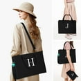 thumbnail image 7 of YOOLIFE Initial Black Canvas Tote & Makeup Bag with Zipper, Adjustable Strap - Personalized Present for Women's Birthday, 7 of 7