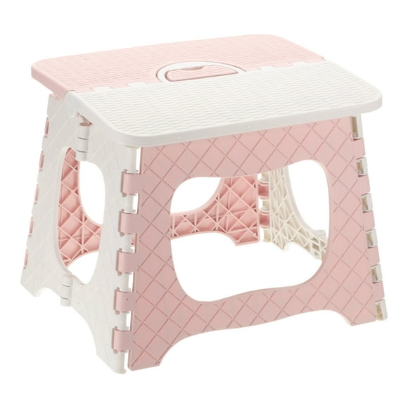 Uxcell 9" Folding Step Stool for Adults 275 lbs Capacity Non-Slip Step Stool with Handle Collapsible Foot Stools Pink