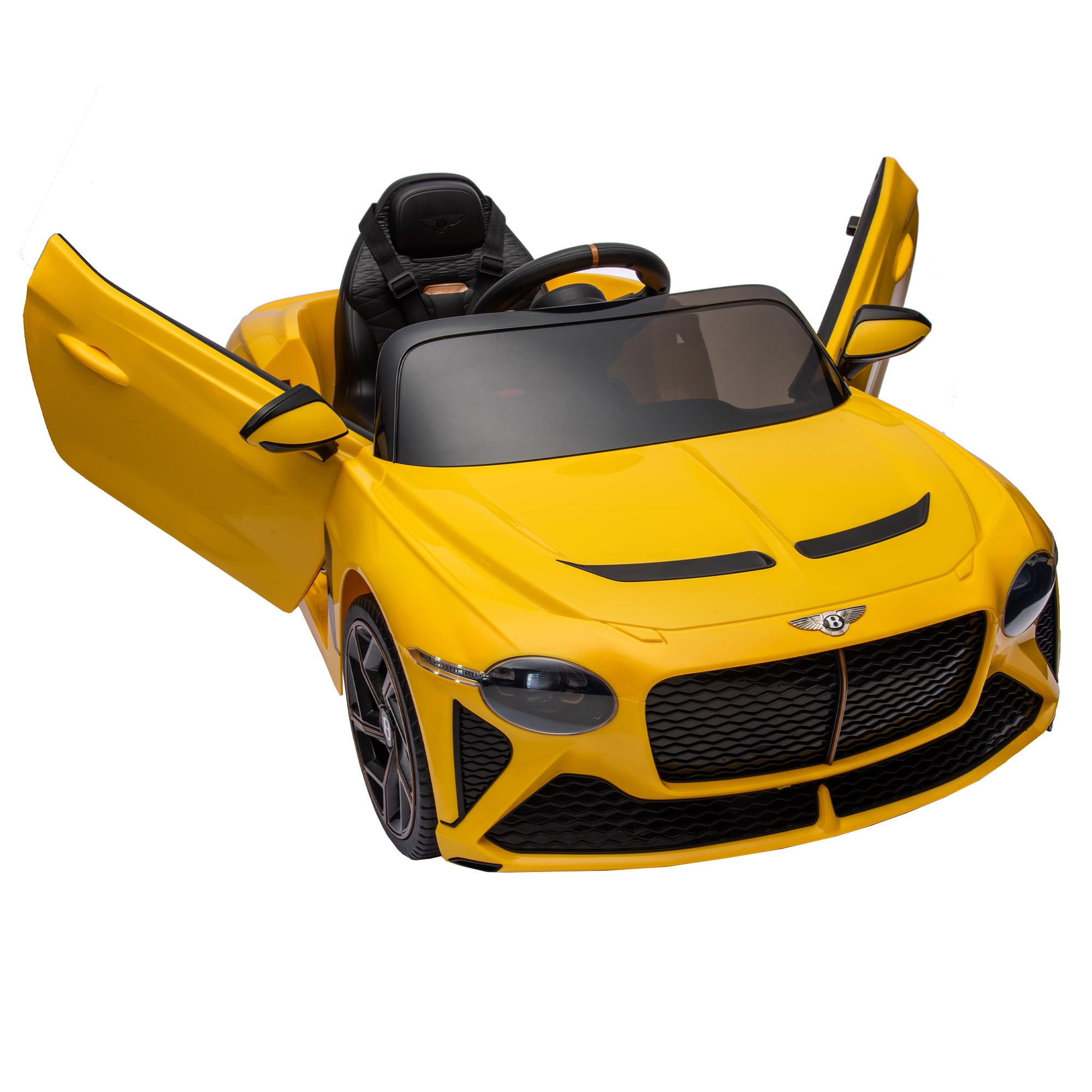 CIPACHO 12 V Licensed Bentley Mulsanne Kids Electric Ride On Cars 4 Wheels Battery Powered Sports Car Toy, Parents Control, Sound System, LED Headlights, Yellow CIPACHO 12 V Licensed Bentley Mulsanne Kids Electric Ride On Cars 4 Wheels Battery Powered Sports Car Toy, Parents Control, Sound System, LED Headlights, Yellow