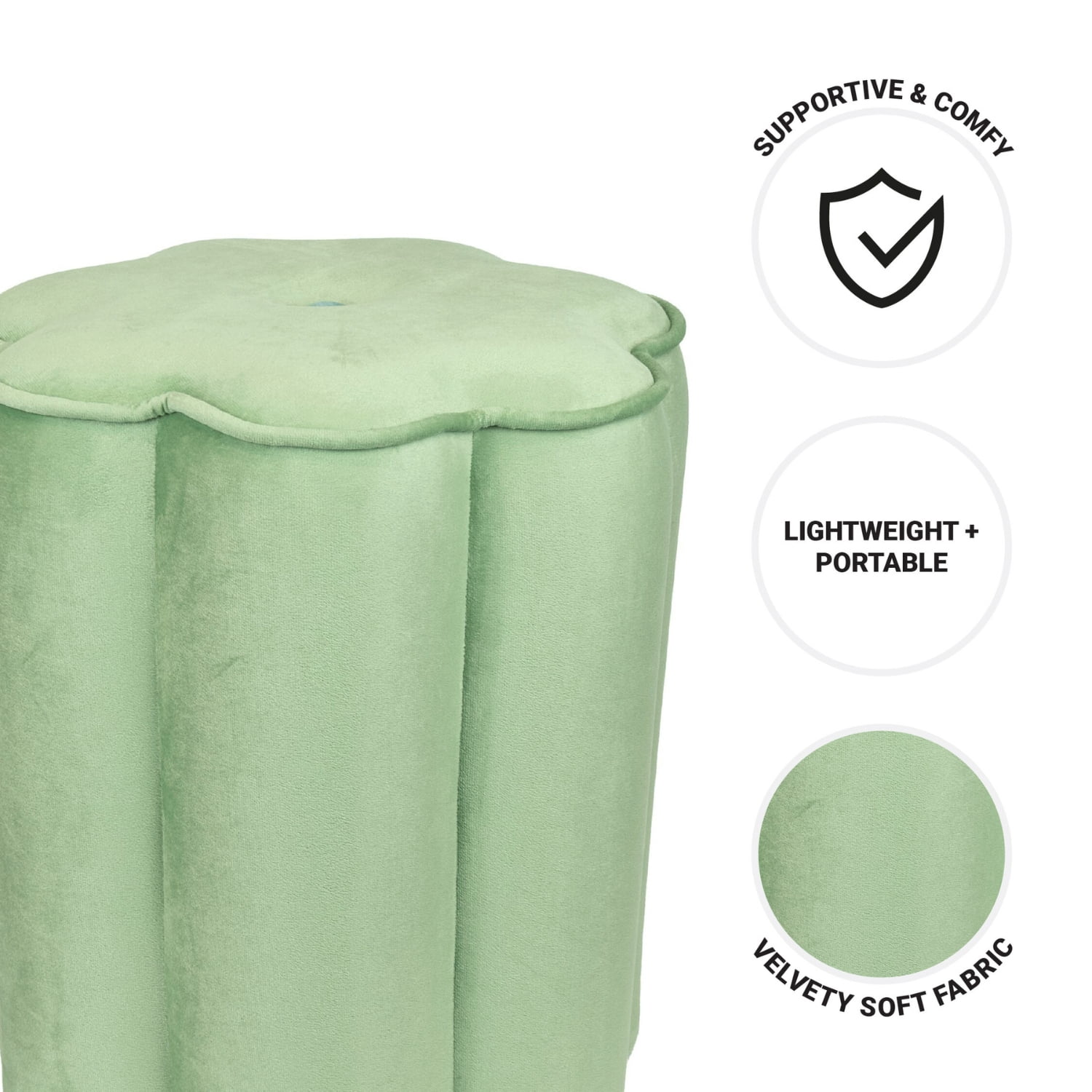 Mainstays Kids Petal Ottoman, Green