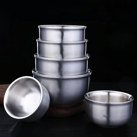 

Stainless Steel Double Wall Insulated Round Rice Soup Bowl Kitchen Tableware