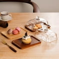 thumbnail image 3 of Rectangular Wooden Butter Plate Glass Cover Yellow Oil Plate Snack Dim Sum Cake Dessert Plate, 3 of 6