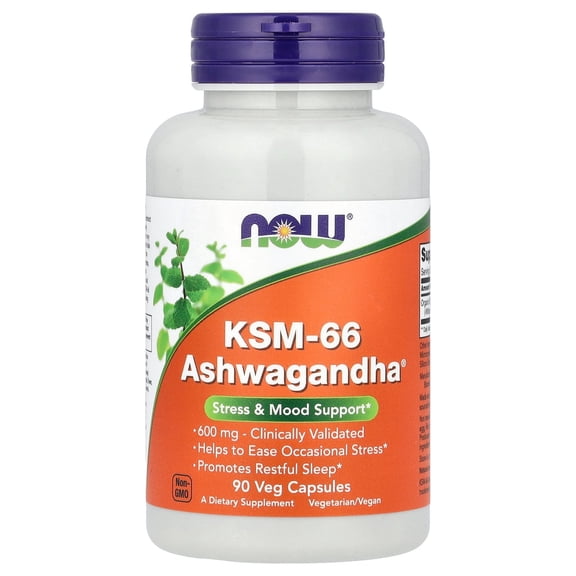 NOW Supplements, KSM-66 Ashwagandha®, Stress and Sleep Support, 90 Veg Capsules