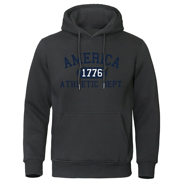 WILLBEST Sudadera con Capucha y Bolsillo para Hombre, Diseño De Letras 1776, Cuello Redondo XXGrande