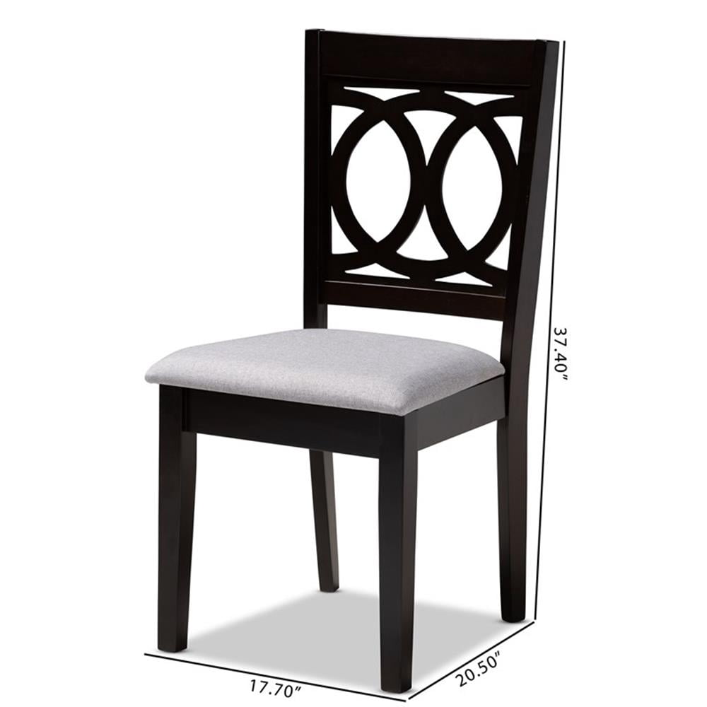 Baxton Studio Lenoir Fabric and Wood Dining Chairs in Gray and Brown (Set of 4)