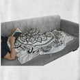 thumbnail image 5 of Ethnic Soft Flannel Fleece Blanket, Mandala Circular Pattern Monochrome Illustration on a Plain Background, Cozy Plush for Indoor and Outdoor Use, 70" x 90", Charcoal Grey and White, by Ambesonne, 5 of 5