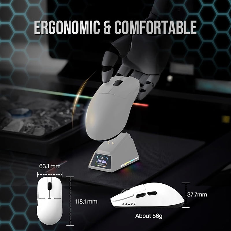 AJAZZ AJ159 APEX Paw3950 Wireless Mouse with RGB Magnetic Charging Base Lightweight Wired Bluetooth Gaming Mouse for PC Laptop