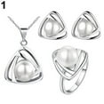 thumbnail image 2 of VEAREAR Women's Party Jewelry Set Faux Pearl Triangle Pendant Necklace Earrings Ring, 2 of 5