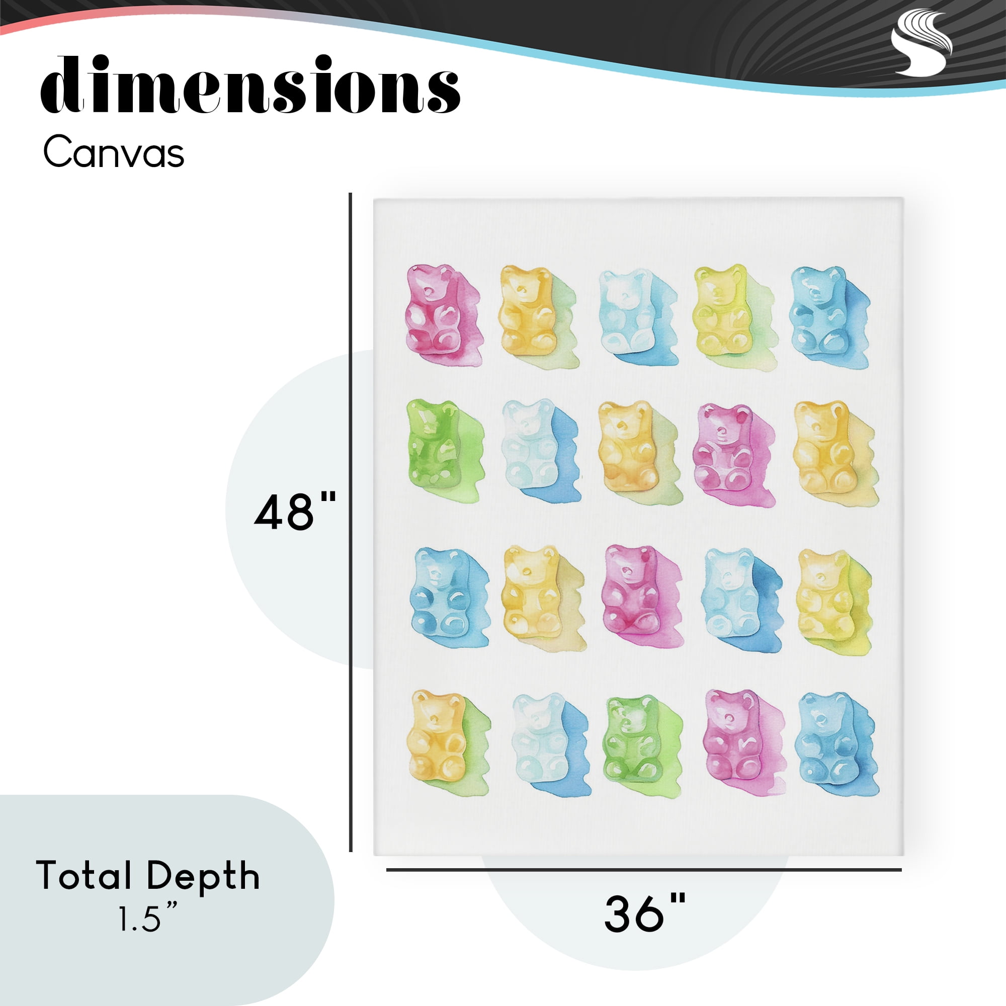 Pastel Candy Bears Collection Canvas Wall Art, design by Lil' Rue