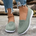 thumbnail image 2 of Duqingm Women Footwear Women's Knitted Flat Shoes Lightweight Comfy Loafers Footwear Casual Breathable Mesh Walking Shoes Green,7.5, 2 of 7