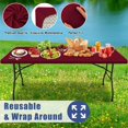 thumbnail image 5 of decorUhome Rectangle Stretch Spandex Tablecloth, Washable Reusable Table Cover for 8 FT Tables, Waterproof Fitted Table Cloth for Party, Picnic (Wine Red, 30"x96"), 5 of 9