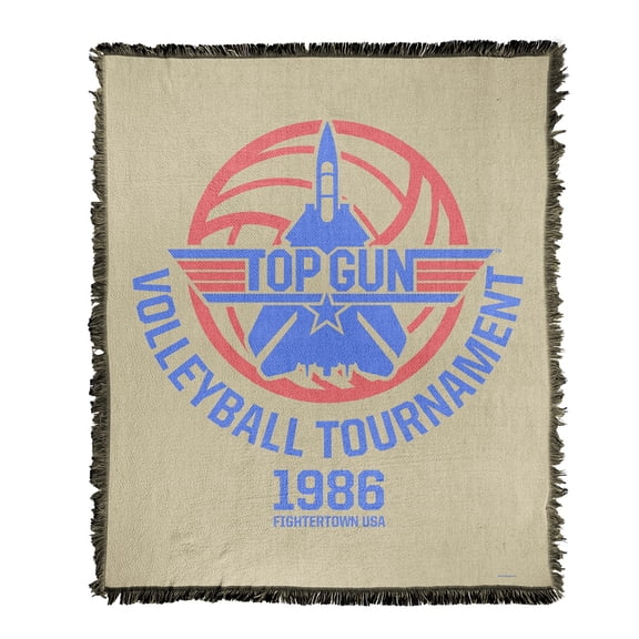 Top Gun Blanket, 50"x60" Volleyball Tournament Woven Tapestry Cotton Blend Fringed Throw Blanket