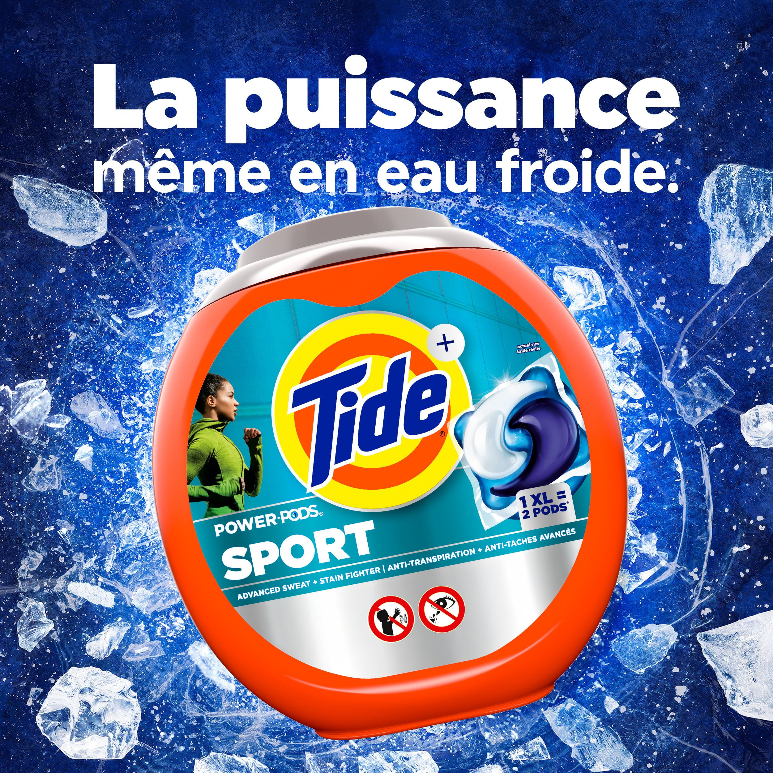Tide Power Pods Sport Laundry Detergent Pacs, Advanced Sweat + Stain Fighter, 45CT