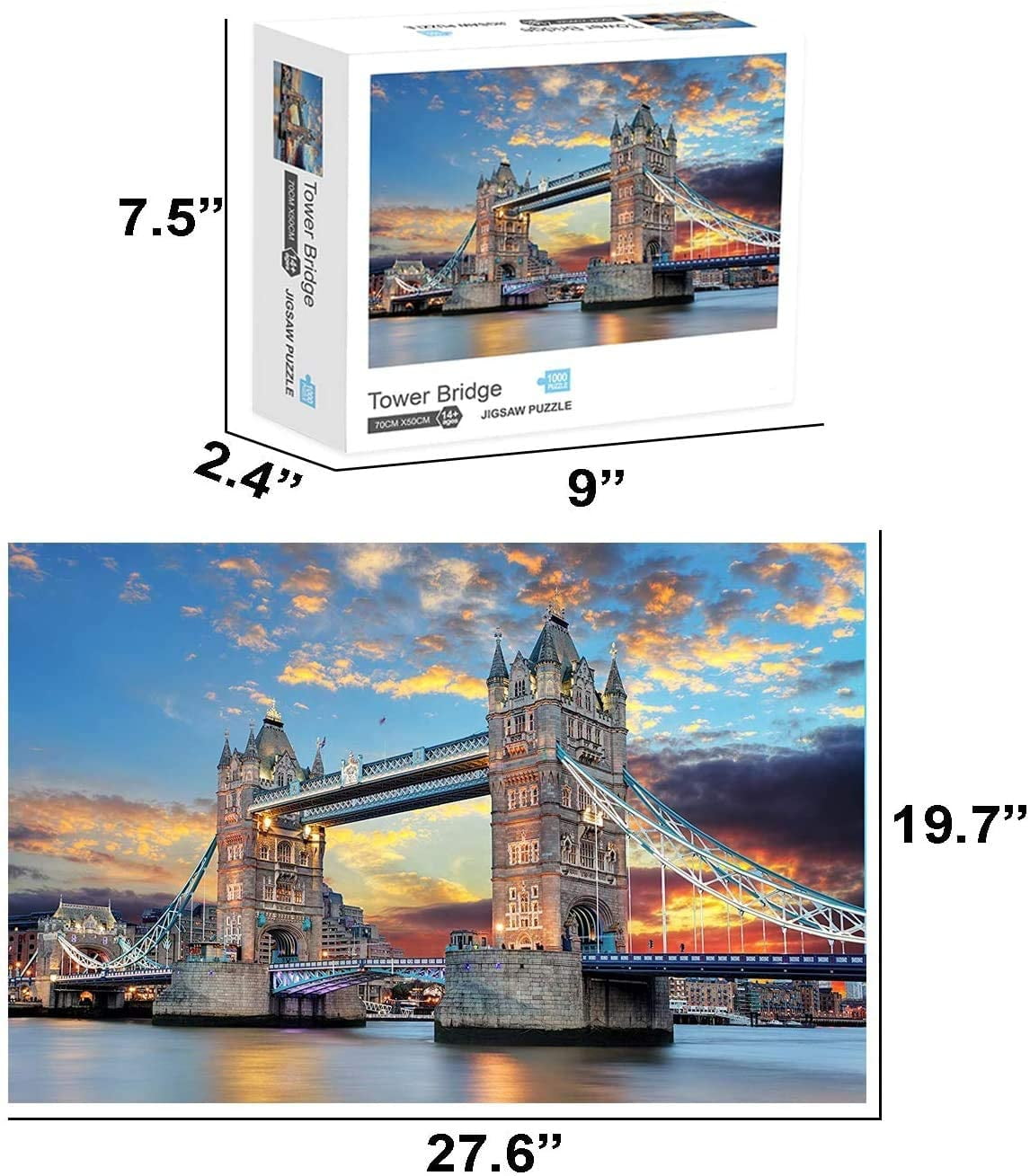 1000 Pieces Jigsaw Puzzle Tower Bridge Corcovado Mayan Building Puzzle Toy Games 