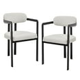 thumbnail image 6 of Hassch 2-Pack Modern Accent Dining Chairs, Beige Linen Fabric Upholstered Armchairs with Ergonomic Back, Comfortable Padded Seat, Matte Black Metal Legs, 6 of 8