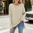 thumbnail image 2 of TJAZFJPA Chandails à Enfiler pour Femmes avec Poches T-Shirt à Col Rond à Manches Longues Fendu en Fourrure Haut Chandails d'Automne pour Femmes 2024 Tendance Grande Taille Chandails Tendance pour Femmes 2024 Ajusté, 2 of 6
