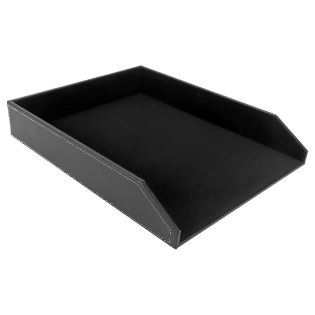 PU Leather Collection Letter Tray, Document Desk Organizer,Stackable Office File Document Tray Holde