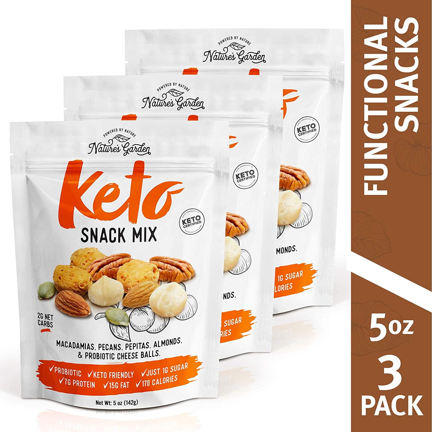 Natures Garden Keto Snack Mix 5 oz (Pack of 3)