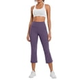 thumbnail image 2 of Capri Yoga Pants Womens High Waisted Wide Leg Pants Cropped Flare Leggings for Travel Casual and Lounge Purple S, 2 of 9