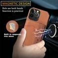 thumbnail image 5 of Case for iPhone 14 Pro,Decase Premium Fabric Hybrid Wallet Phone Cover RFID Blocking Card Slots Holder Shockproof Anti-Scratch Support Magnetic Car Mount - brown, 5 of 7