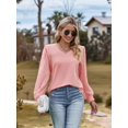 thumbnail image 2 of Women'S Blouses Dressy Casual V Neck Top Dot Balloon Long Sleeve Shirts Pink XXL, 2 of 8