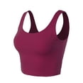 thumbnail image 2 of A2Y Women's Fitted Cotton Scoop Neck Sleeveless Crop Tank Top Magenta S, 2 of 3