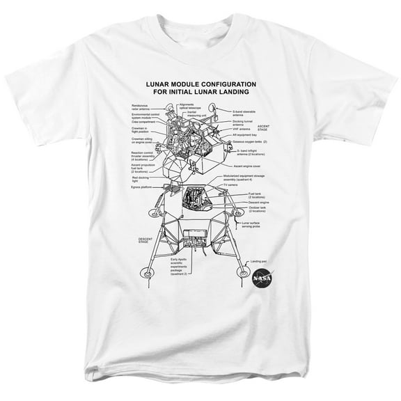 Nasa Lunar Module Diagram Adult 18/1 T-Shirt White
