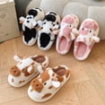 thumbnail image 2 of Pantuflas peludas de leche de vaca para mujer, pantuflas de invierno con dibujos animados de piel, suaves y acogedoras, para el dormitorio de mujer, 2 of 5