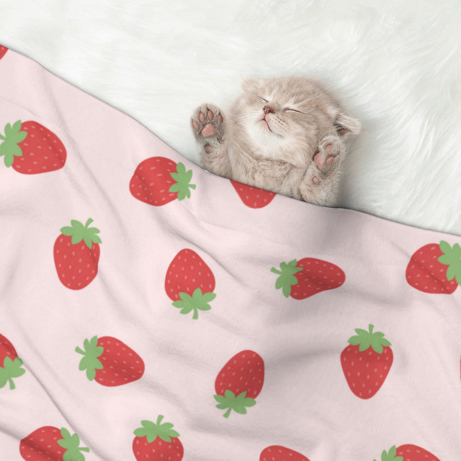 Naloa Strawberry Dog Blanket, 3 Sizes Cat Blanket for Indoor Cats Large Medium Small Dog Gifts-Large