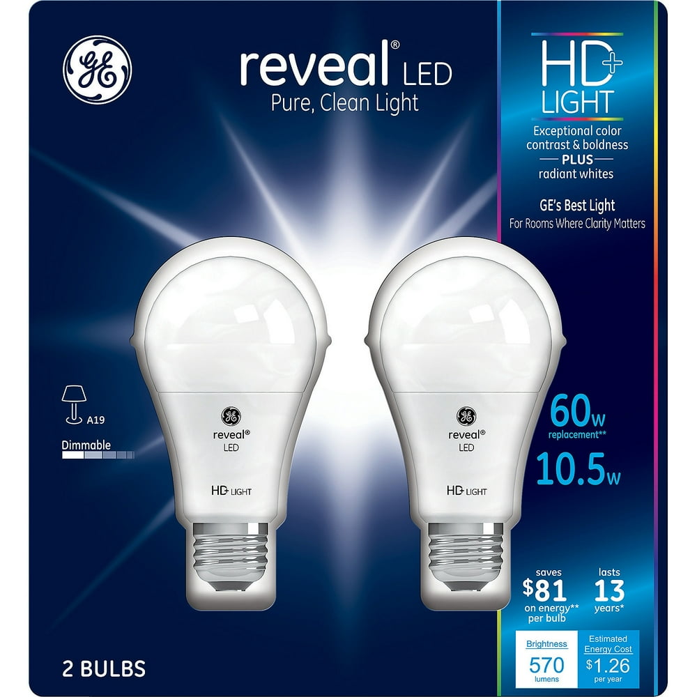 GE 11 Watt A19 Reveal HD LED Light Bulbs (2pack)
