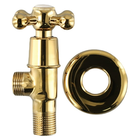 LITTLE HOME Gold Brass Angle Valve 1/2" Toilet Water Stop Valve, Kitchen Bathroom Plumbing Fixture, Rust-Resistant Shutoff Valve for Laundry Tub, Mop Pool, Garden Use