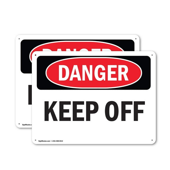 (2 Pack) Keep Off OSHA Danger Sign 10 Inch X 7 Inch Indoor / Outdoor Rust-Free Aluminum Metal Signs for Workplace, Workshop, and Construction Site, Made in the USA