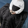 thumbnail image 4 of Madison Park 100 Percent Polyester Solid Long Fur Throw in Black, 4 of 6