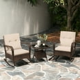 thumbnail image 4 of Gymax 3PCS Outdoor Rocking Set Rattan Rocker Chairs w/ Tempered Glass Coffee Table Wicker Rocker Set Brown, 4 of 9