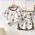 thumbnail image 2 of NIEWTR 2T 3T 4T 5T Kids Pajamas Set Toddler Short Sleeve Round Neck Tee & Soft Elastic Shorts Set Soft Airy Pajamas Gift Set Summer Sleepwear(A-Coffee,2-3 Years), 2 of 6